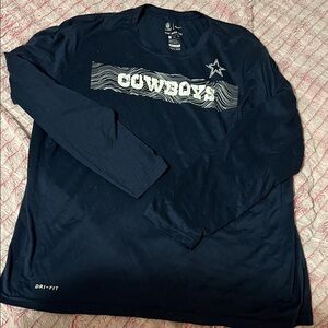 Nike Men's Dark Blue Dri-FIT Long Sleeve Tee